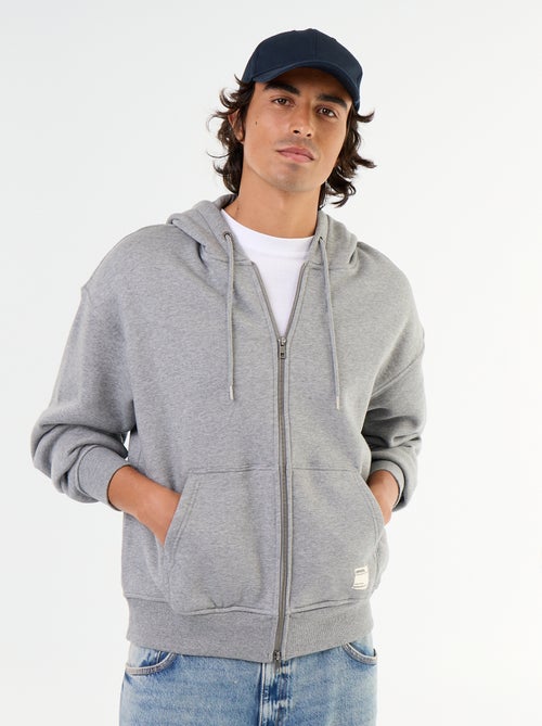 Plain zip-up hooded sweatshirt - Kiabi