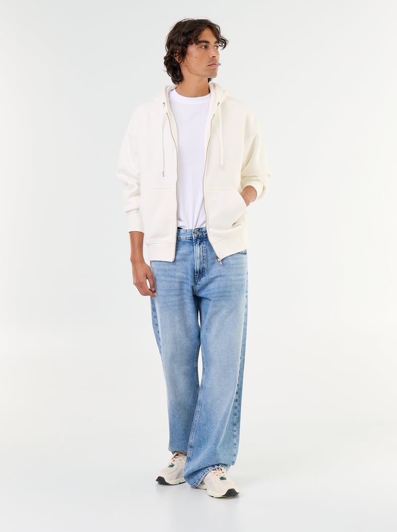 Plain zip-up hooded sweatshirt White - Kiabi