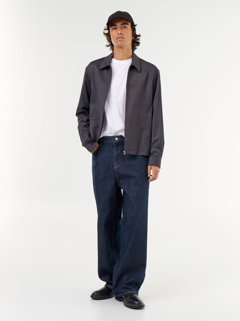 Plain zip-up jacket Grey - Kiabi