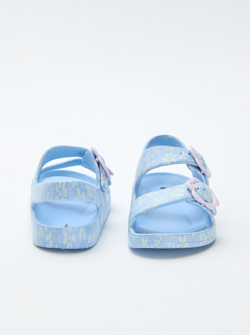 Plastiksandalen mit Blumenmuster Blau - Kiabi