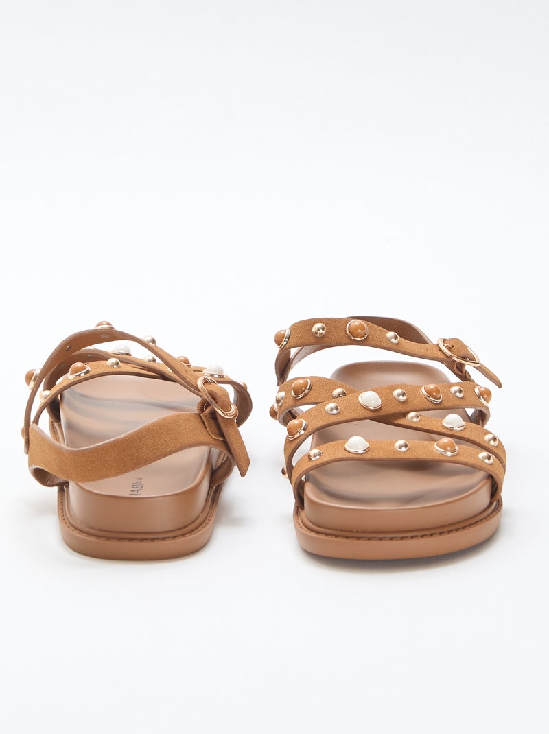 Plateau-Sandalen mit Nietenriemen Braun - Kiabi