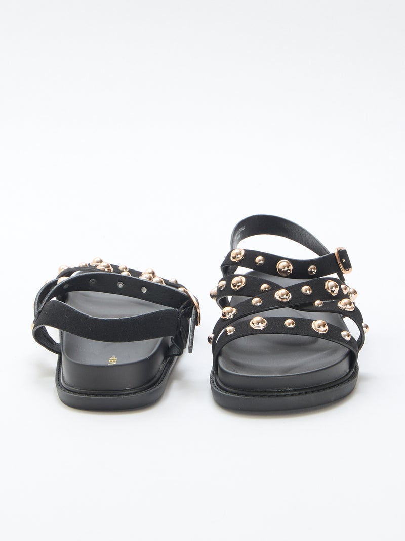 Plateau-Sandalen mit Nietenriemen Schwarz - Kiabi