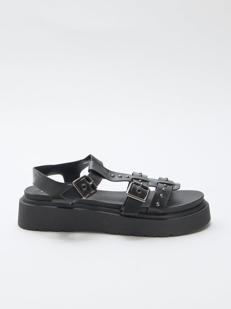 Platform Sole Sandals Black - Kiabi