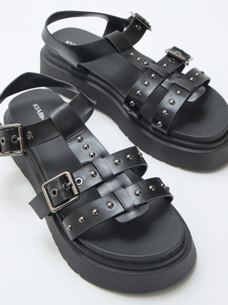 Platform Sole Sandals Black - Kiabi