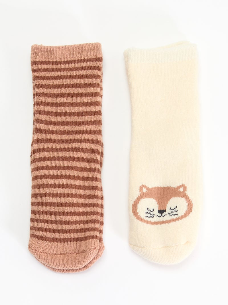 Playful Non-Slip Baby Socks Beige - Kiabi