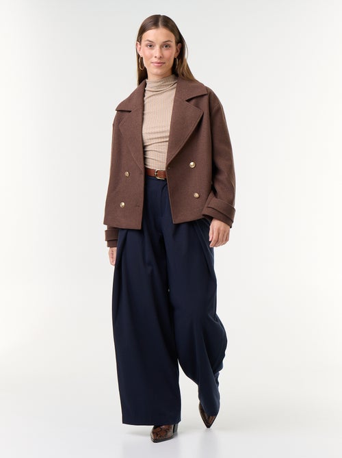 Pleated High-Waisted Wide-Leg Trousers - Kiabi