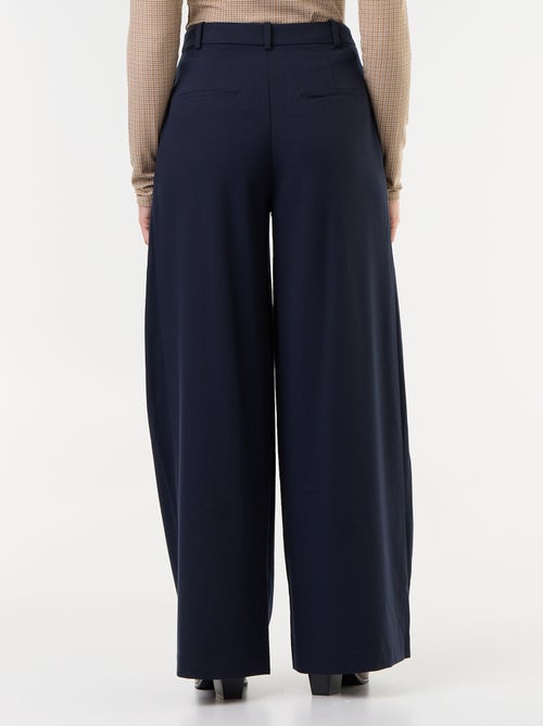 Pleated High-Waisted Wide-Leg Trousers - Kiabi