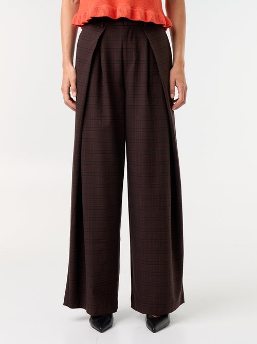 Pleated High-Waisted Wide-Leg Trousers - Kiabi