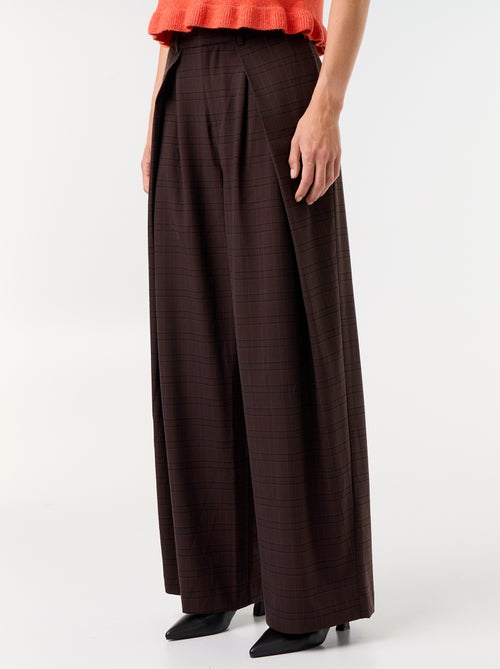 Pleated High-Waisted Wide-Leg Trousers - Kiabi