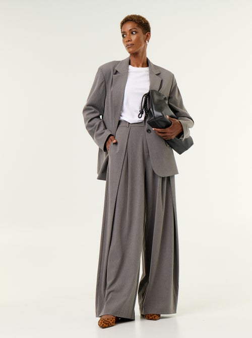 Pleated High-Waisted Wide-Leg Trousers - Kiabi