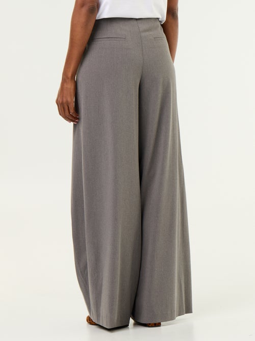 Pleated High-Waisted Wide-Leg Trousers - Kiabi