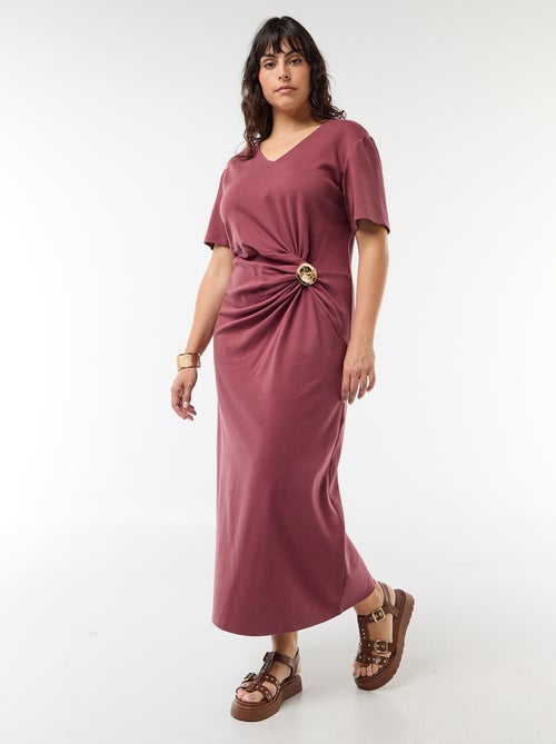 Pleated Maxi Dress with Hammered Gold Detail - Kiabi