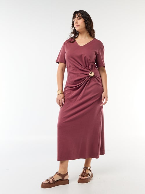 Pleated Maxi Dress with Hammered Gold Detail - Kiabi