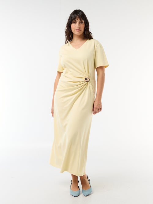Pleated Maxi Dress with Hammered Gold Detail - Kiabi