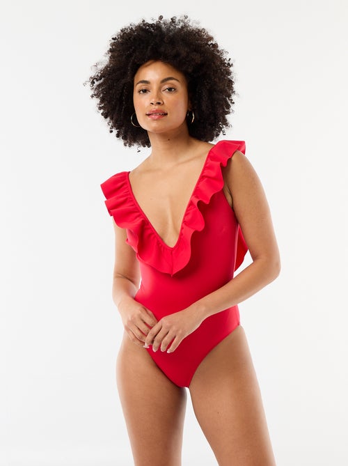 Plunge Neck One-Piece Swimsuit - Kiabi