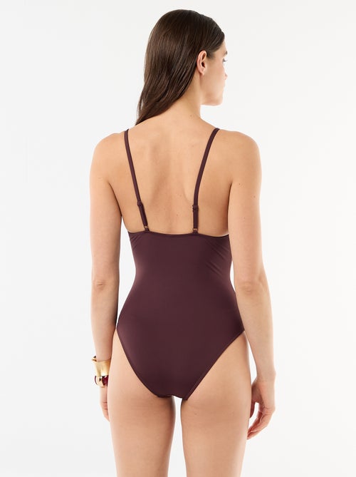 Plunge One-Piece Swimsuit with Jewelry Detail - Kiabi Plunge One-Piece Swimsuit with Jewelry Detail - Kiabi