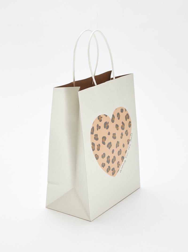 Pochette cadeau avec imprimé 'cœur' Beige - Kiabi