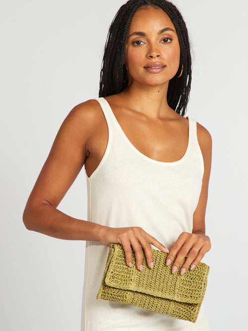 Pochette en raphia avec bandoulière - Kiabi