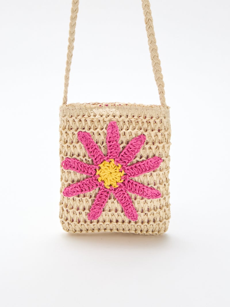 Pochette téléphone tressée Rose - Kiabi