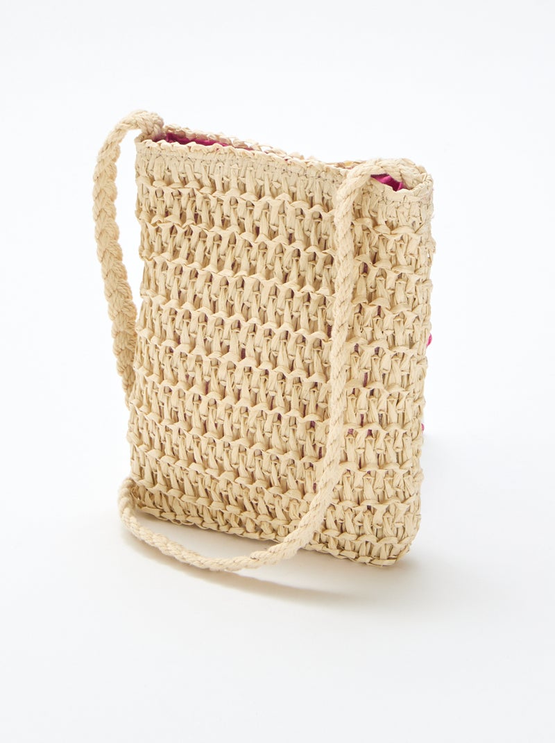 Pochette téléphone tressée Rose - Kiabi