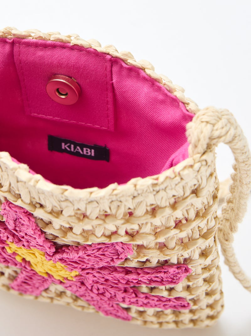 Pochette téléphone tressée Rose - Kiabi