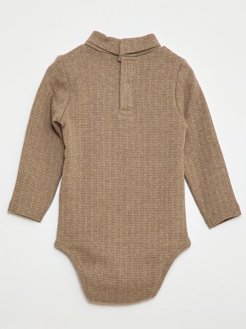 Pointelle Knit Bodysuit with High Neck - Kiabi