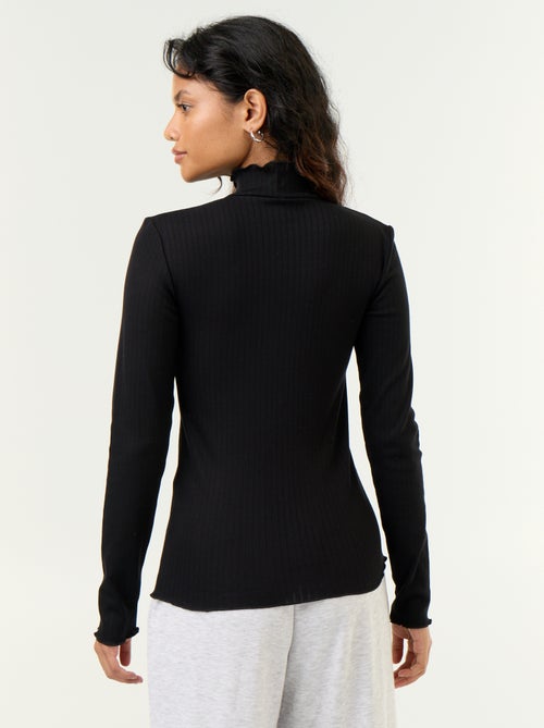 Pointelle Knit Roll-Neck Top - Kiabi