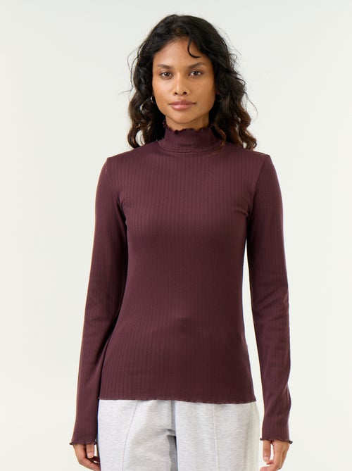 Pointelle Knit Roll-Neck Top - Kiabi