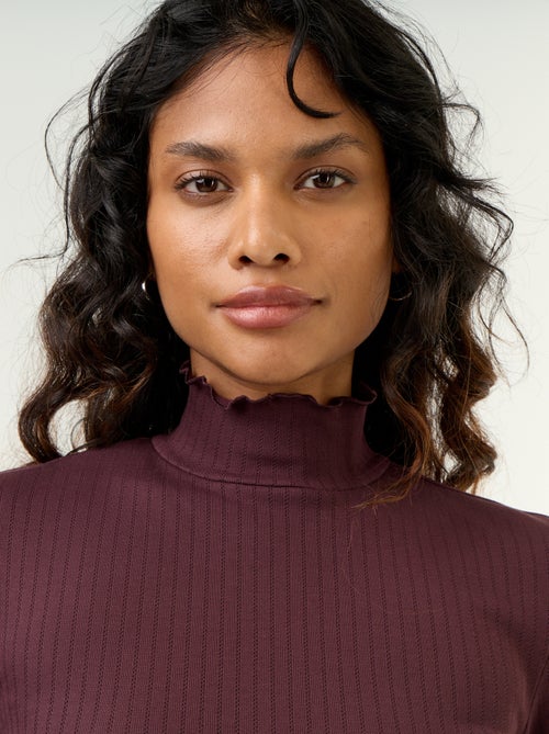 Pointelle Knit Roll-Neck Top - Kiabi