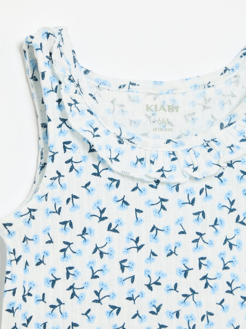 Pointelle Knit Shorts and Tank Top Set Blue - Kiabi