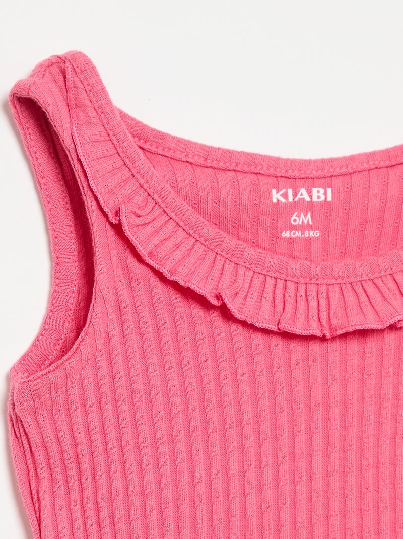 Pointelle knit shorts and tank top set Pink - Kiabi