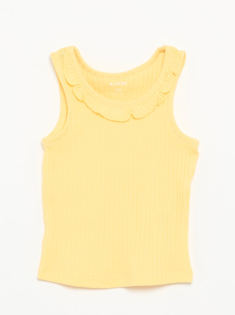 Pointelle Knit Shorts and Tank Top Set Yellow - Kiabi