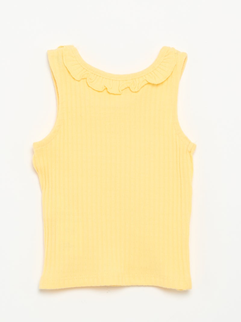 Pointelle Knit Shorts and Tank Top Set Yellow - Kiabi