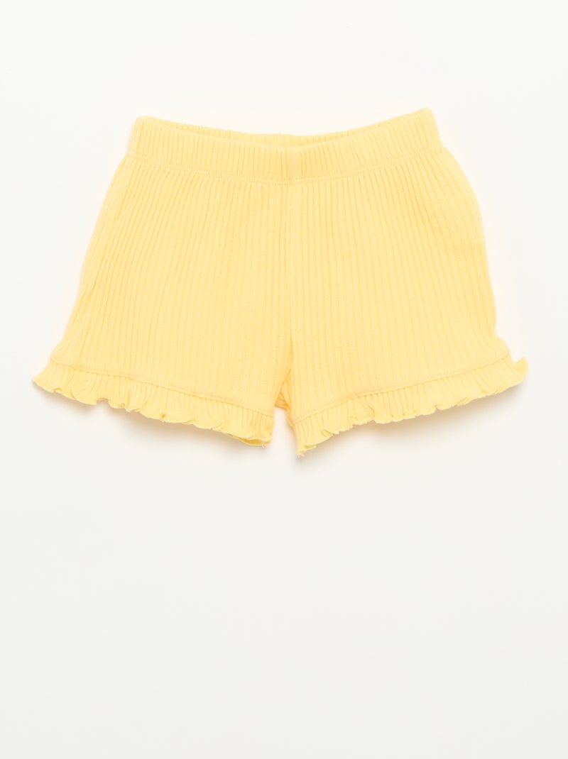 Pointelle Knit Shorts and Tank Top Set Yellow - Kiabi