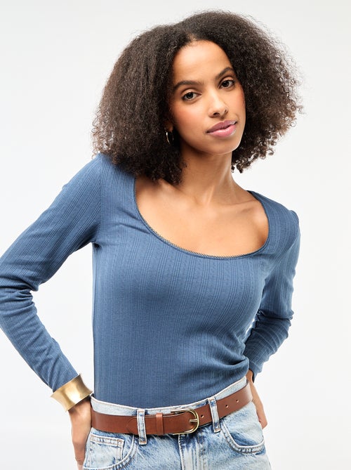 Pointelle Long-Sleeve T-Shirt - Kiabi