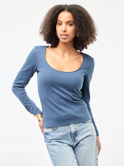 Pointelle Long-Sleeve T-Shirt - Kiabi