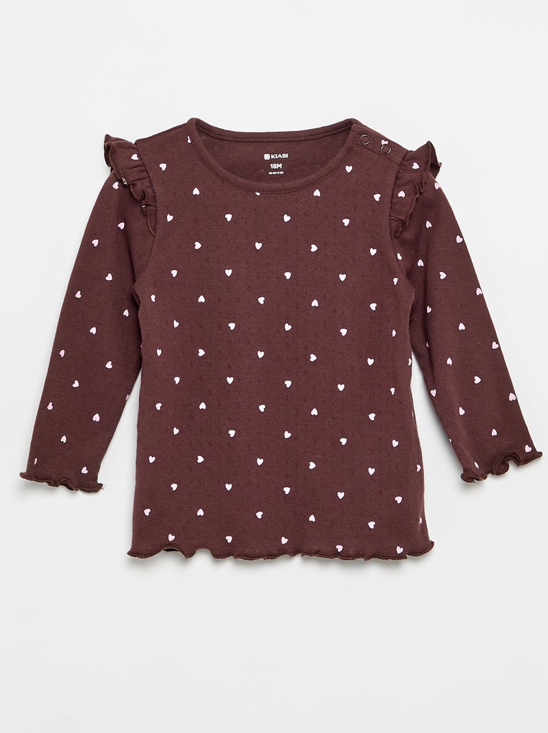 Pointelle-Strick-T-Shirt und Hose – 2-teilig Braun - Kiabi