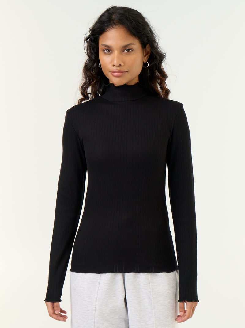 Pointelle-Unterziehshirt Noir - Kiabi