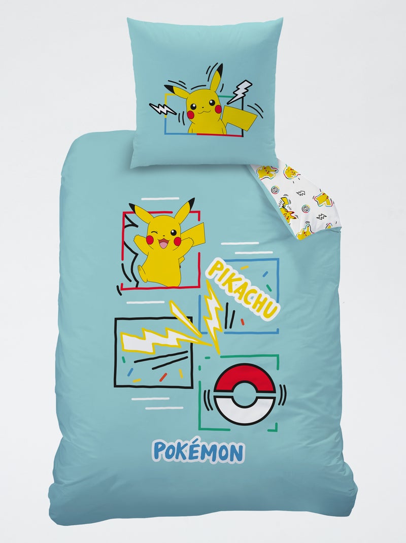'Pokemon' 2-Piece Single Duvet Cover Set: Duvet Cover & Pillowcase Blue - Kiabi