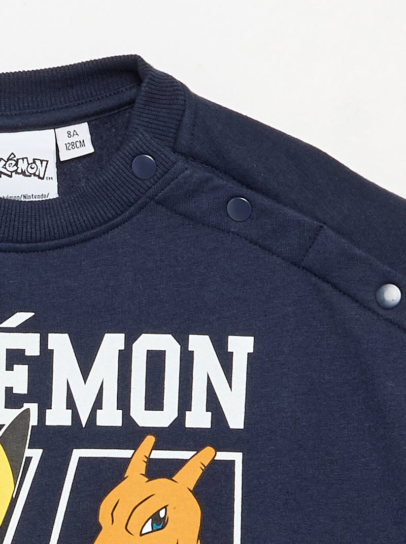 "Pokémon" "Pikachu" & "Charizard" Round Neck Sweatshirt Blue - Kiabi