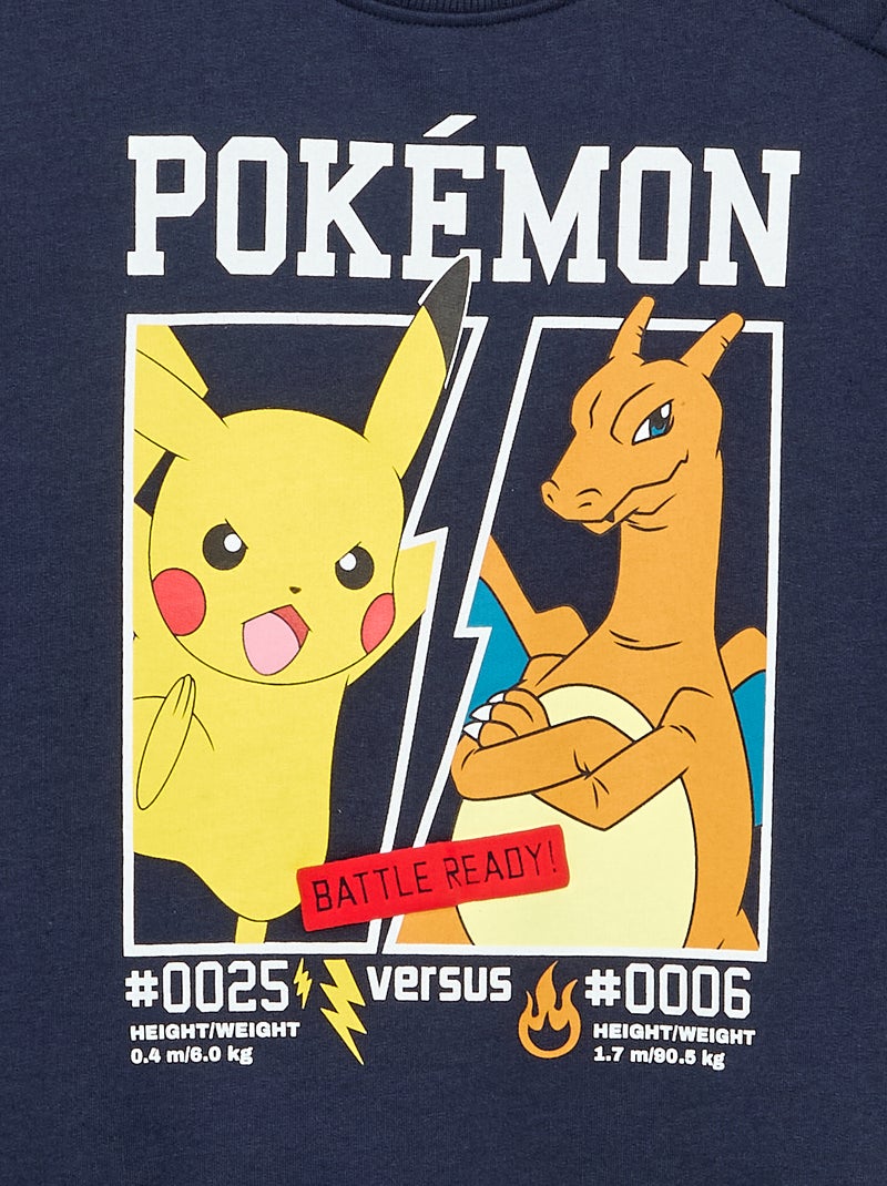 "Pokémon" "Pikachu" & "Charizard" Round Neck Sweatshirt Blue - Kiabi