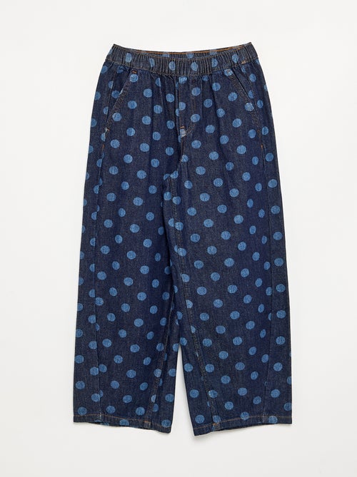 Polka Dot Barrel-Leg Denim Jeans - Kiabi