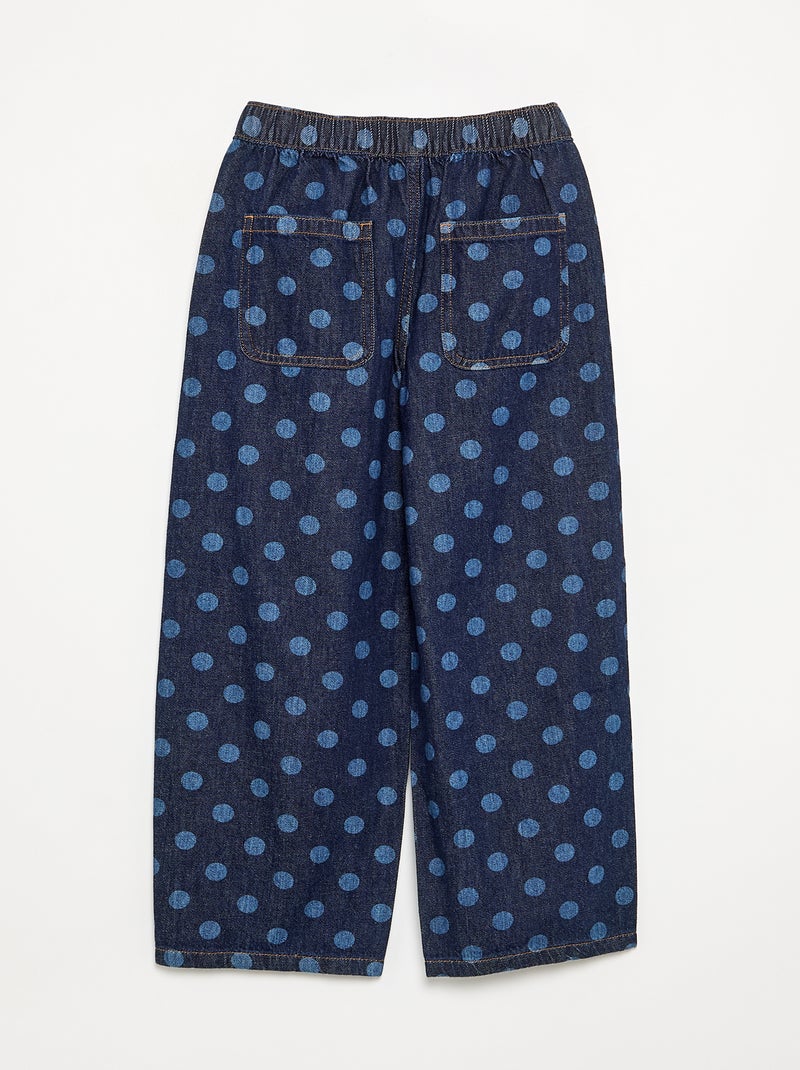 Polka Dot Barrel-Leg Denim Jeans Blue - Kiabi