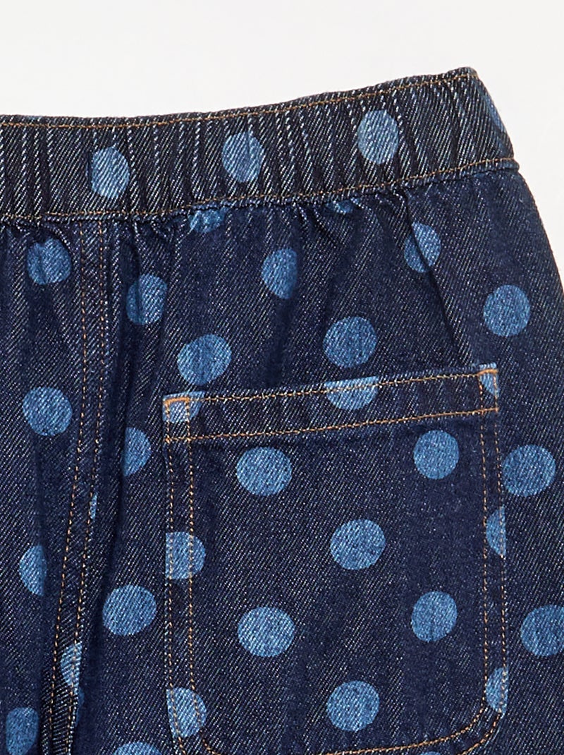 Polka Dot Barrel-Leg Denim Jeans Blue - Kiabi