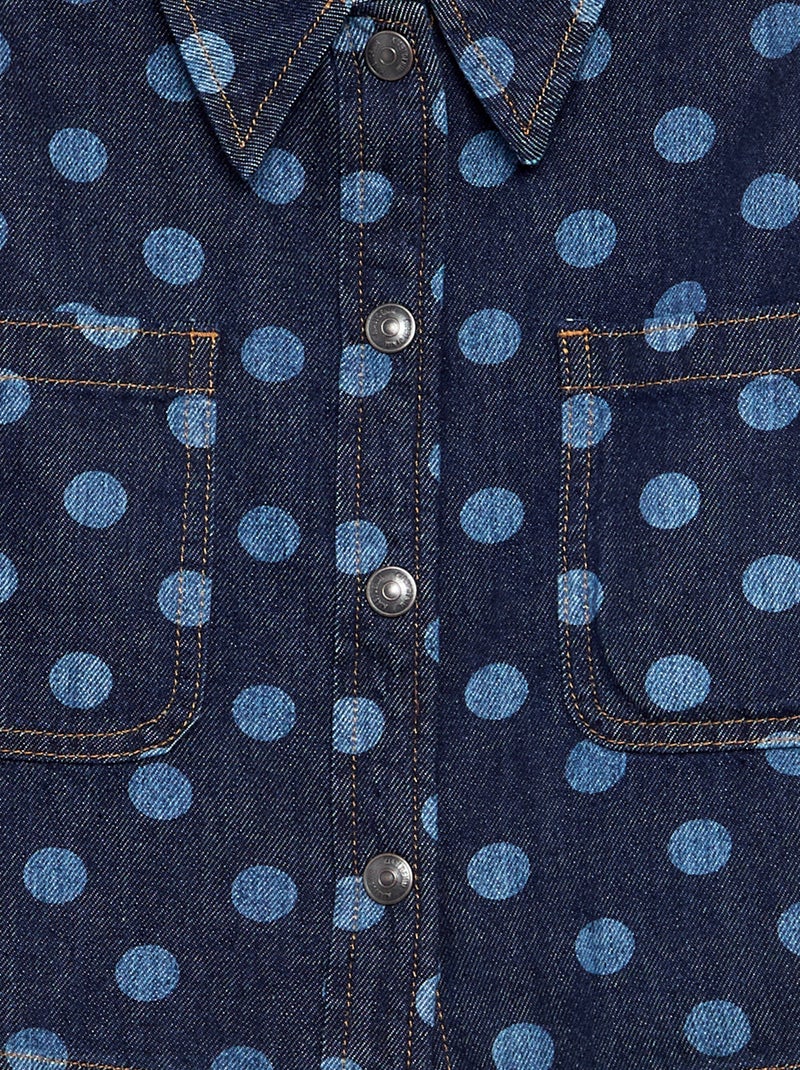 Polka Dot Denim Blouse Blue - Kiabi