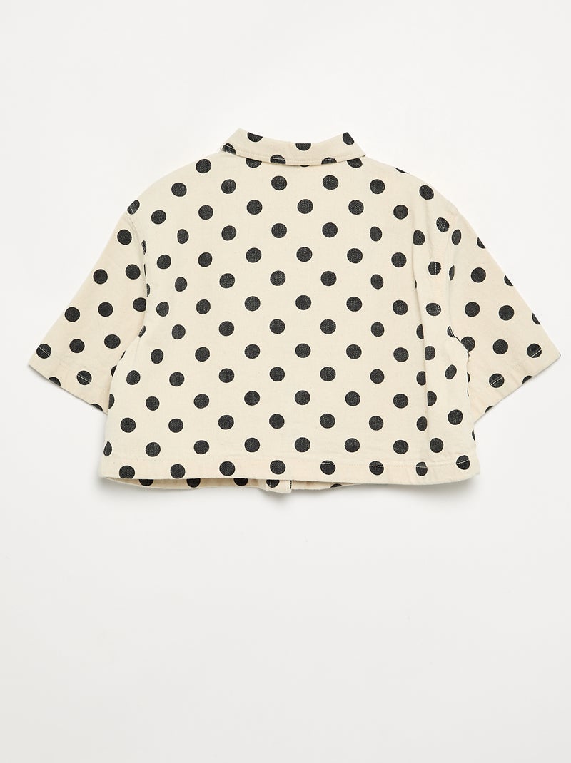 Polka Dot Denim Blouse White - Kiabi