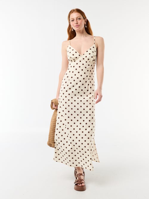 Polka dot maxi dress with delicate straps - Kiabi