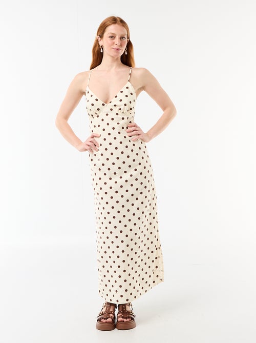 Polka dot maxi dress with delicate straps - Kiabi