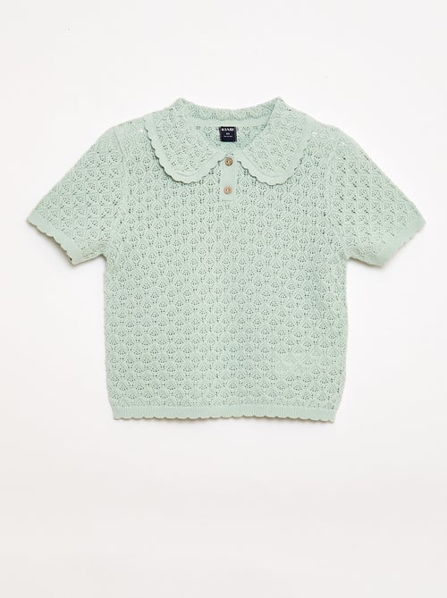 Polo à manches courtes en maille ajourée - Kiabi