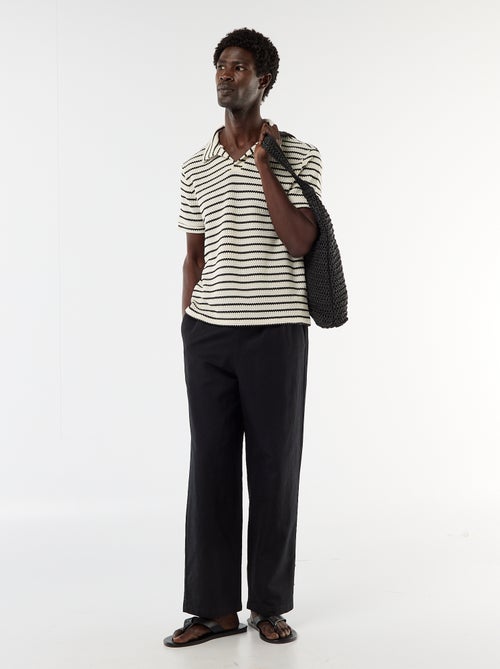 Polo à manches courtes en matière fantaisie - Kiabi